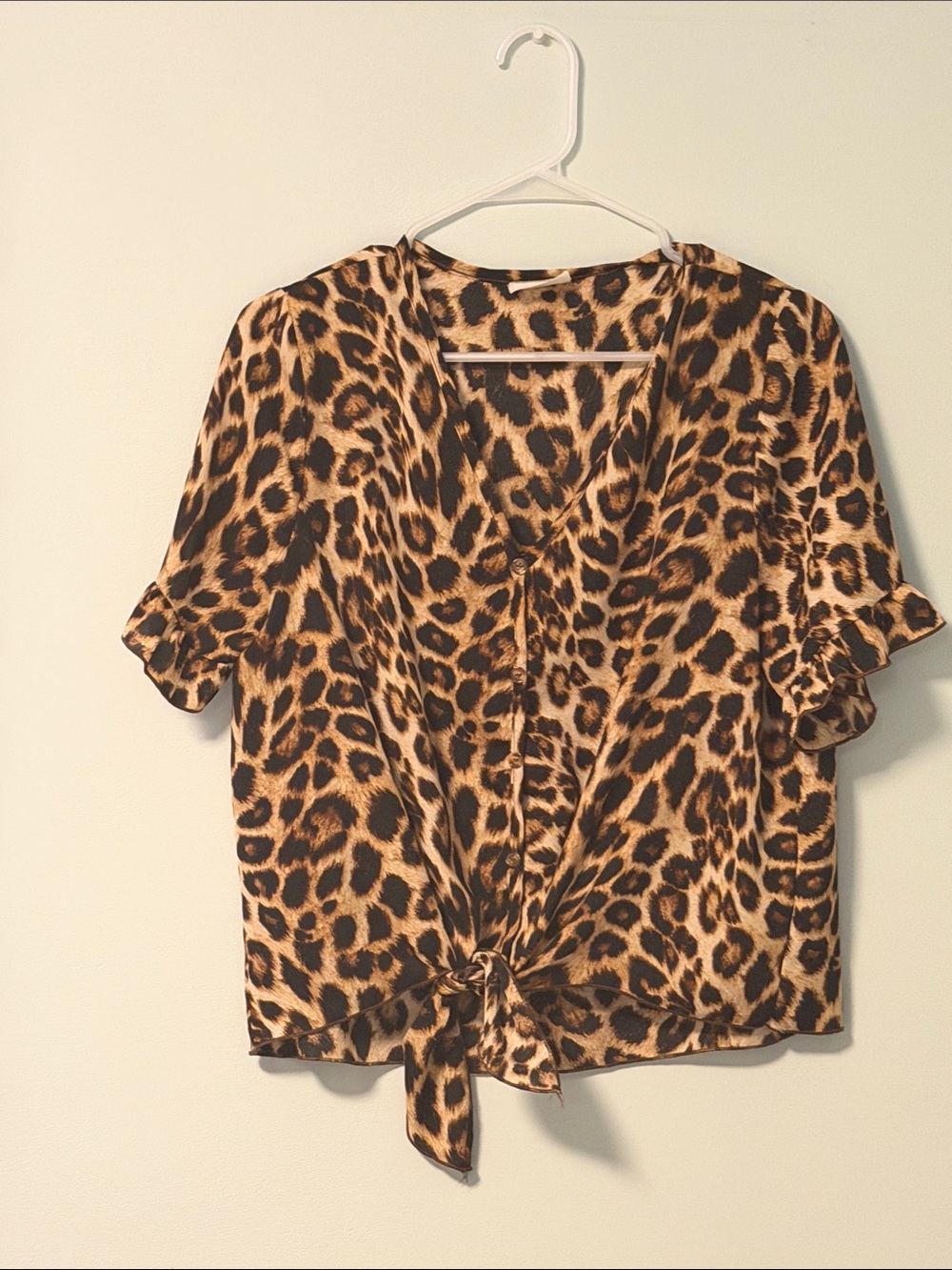 Free Kisses Leopard Print Tie-Front Blouse - Brown